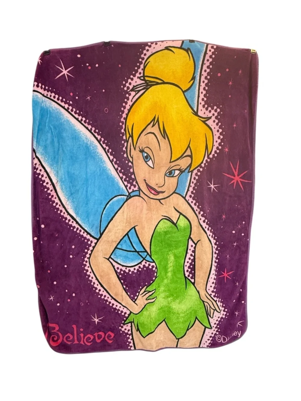 Disney Tinker Bell Believe Plush Throw Blanket in Purple, Green, Blue, Yellow